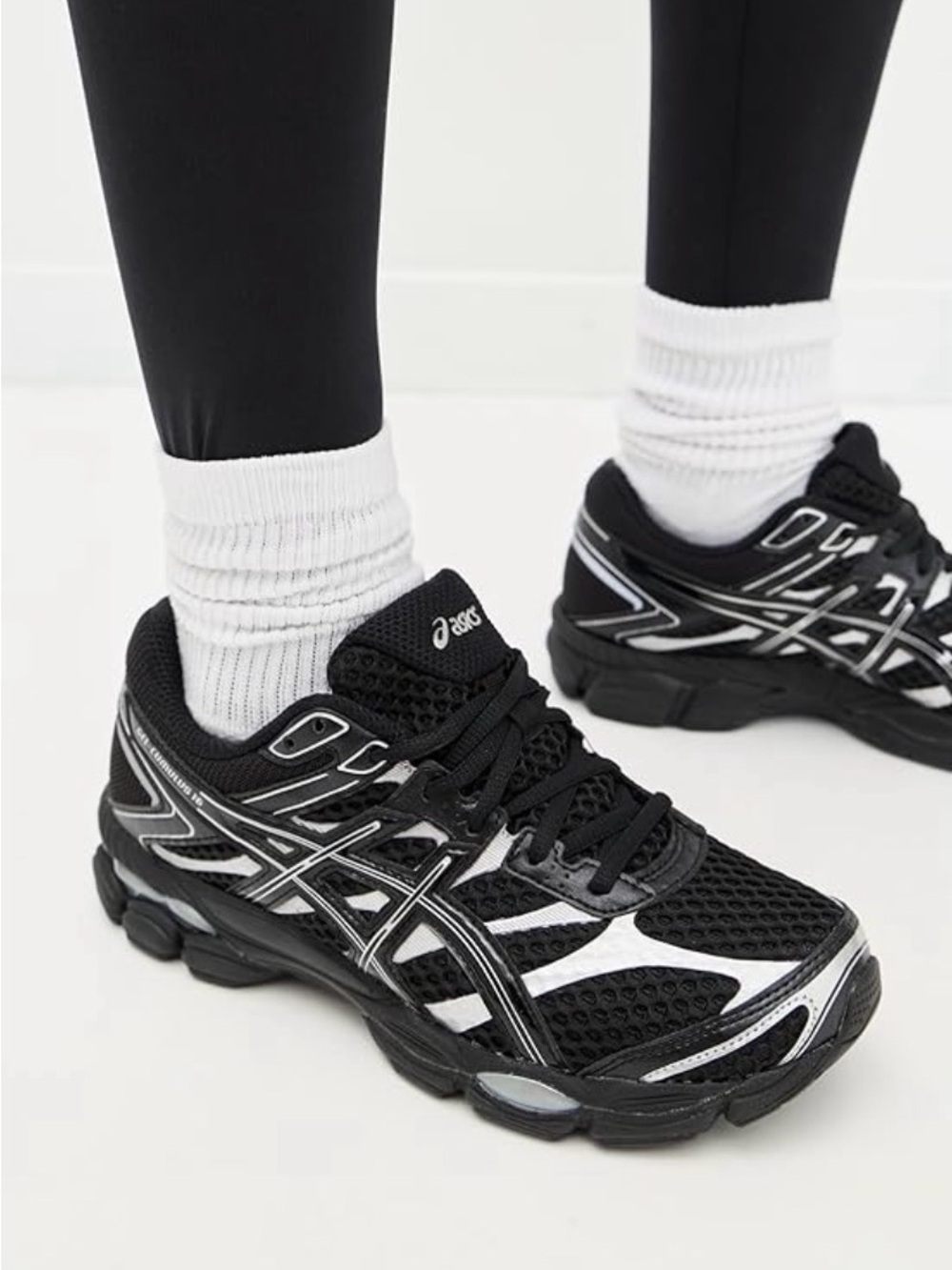 Asics Black & Silver Mesh Athletic Sneakers